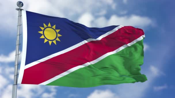 Namibie Drapeau dans un ciel bleu — Video