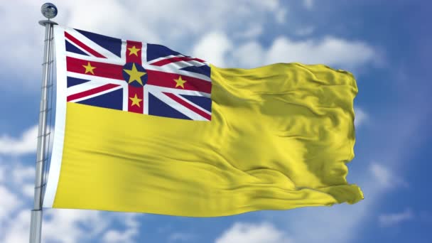 Mavi bir gökyüzü Niue bayrağı — Stok video