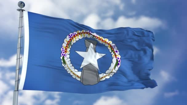 Північні Маріанські острови прапор в Синє небо — стокове відео