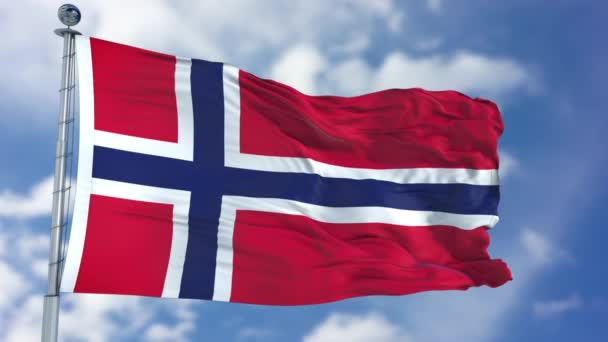 Norvegia Bandiera in un cielo blu — Video Stock