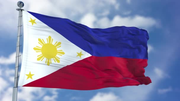 Philippinische Flagge in blauem Himmel — Stockvideo