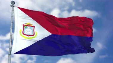 Saint Martin bayrak mavi gökyüzünde