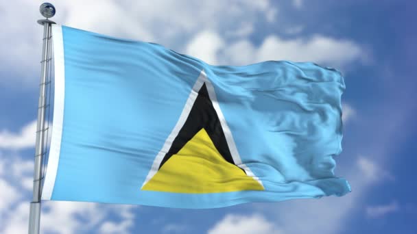 Saint Lucia zászló kék ég — Stock videók