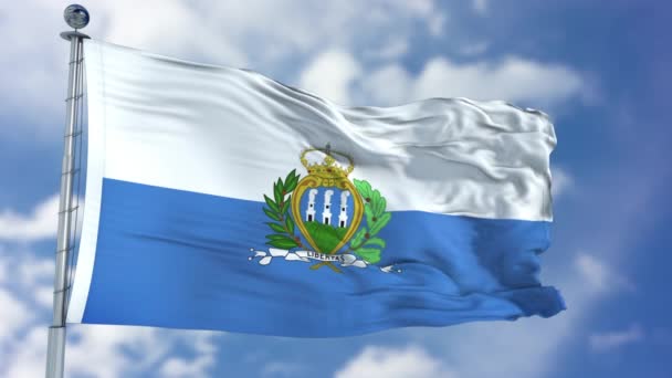 San Marino Flag in a Blue Sky — Stock Video