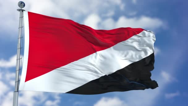 Sealand Πριγκιπάτο σημαία σε ένα καταγάλανο ουρανό — Αρχείο Βίντεο
