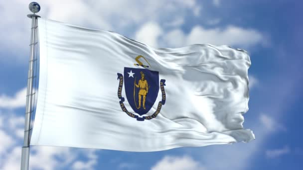 Bandera ondeante de Massachusetts — Vídeos de Stock