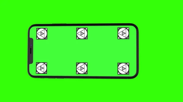 Изолированный смартфон с зеленым экраном — стоковое фото