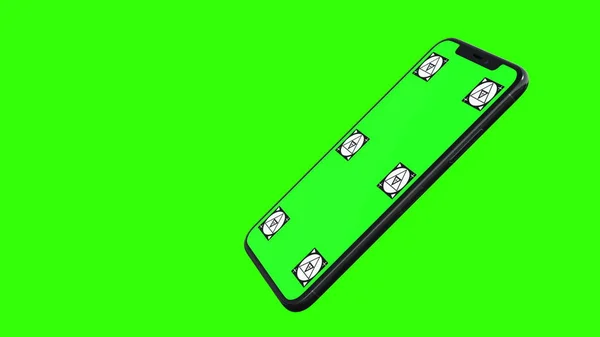 Na białym tle inteligentny telefon z zielonego ekranu — Zdjęcie stockowe