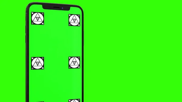 Telefon inteligent izolat cu ecran verde — Fotografie, imagine de stoc