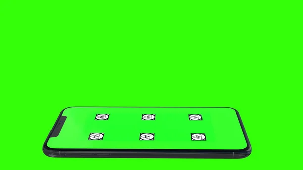 Teléfono inteligente aislado con pantalla verde — Foto de Stock