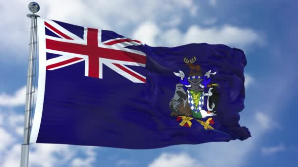 Zuid-Georgië en de Zuidelijke Sandwicheilanden vlag — Stockvideo