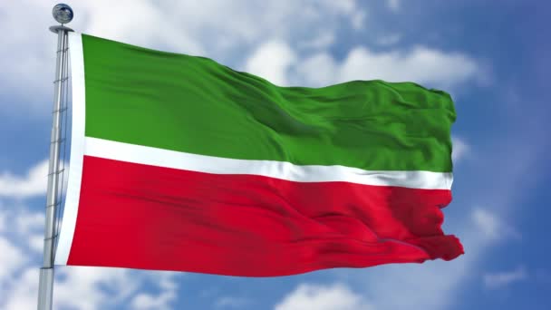 Tatarstan vlag in een blauwe hemel — Stockvideo