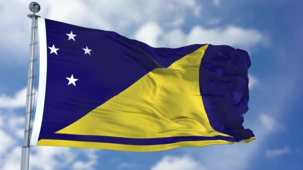 Mavi bir gökyüzü Tokelau bayrağı — Stok video