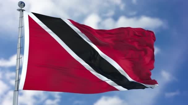 Trinidad und Tobago Flagge in einem blauen Himmel — Stockvideo