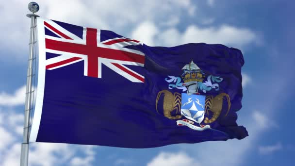 Vlag van Tristan da Cunha in een blauwe hemel — Stockvideo