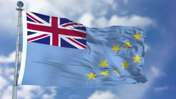Mavi bir gökyüzü Tuvalu bayrağı — Stok video