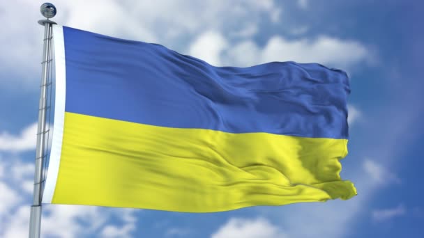 Ukrainische Flagge im blauen Himmel — Stockvideo