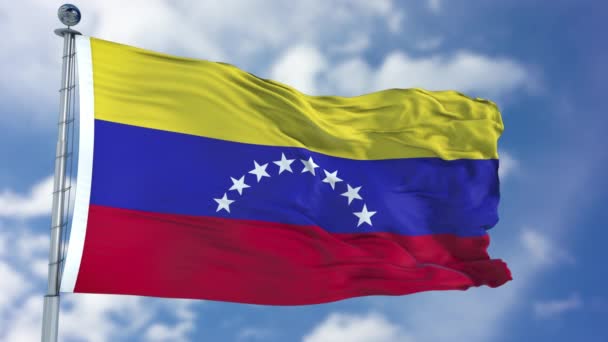 Mavi bir gökyüzü Venezuela bayrağı — Stok video