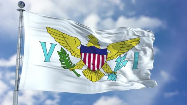 Virgin Adaları bize mavi gökyüzünde bayrak — Stok video
