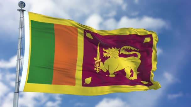 Vlag van Sri Lanka in een blauwe hemel — Stockvideo