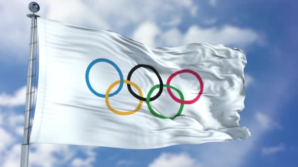 Drapeau olympique agitant — Video