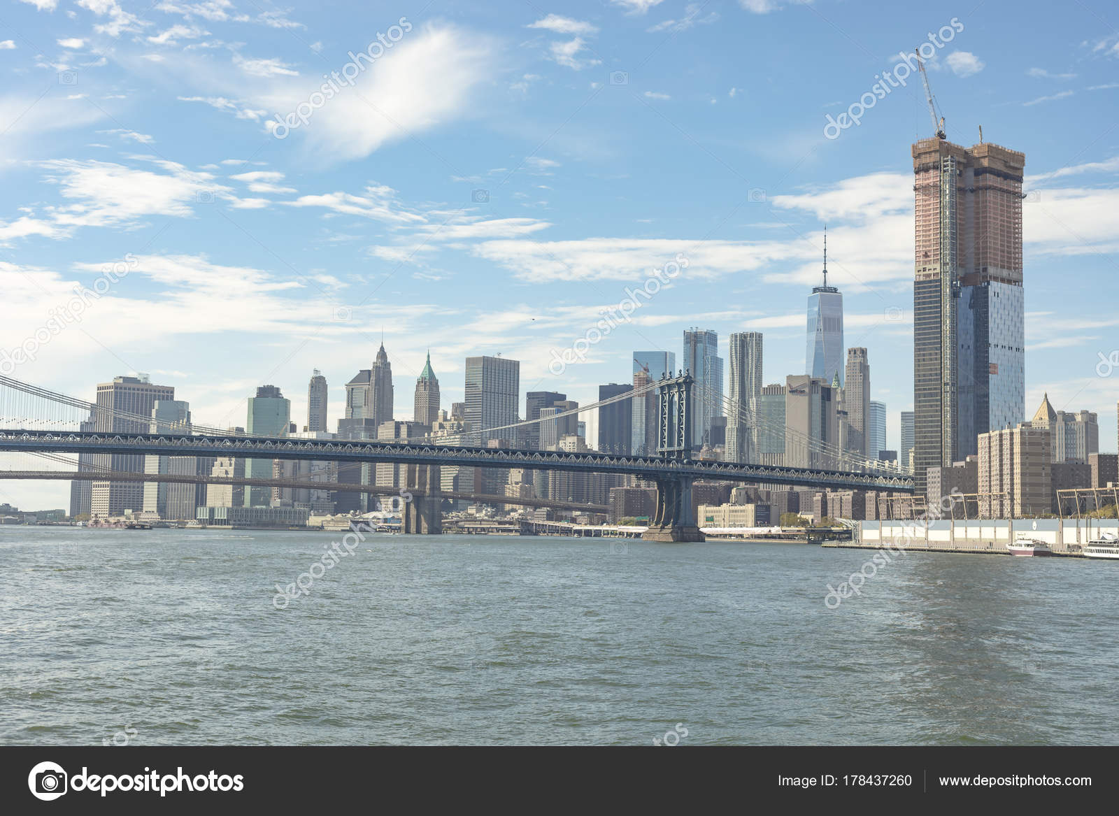Construction Work Near Manhattan Bridge New York City – Stock Editorial
