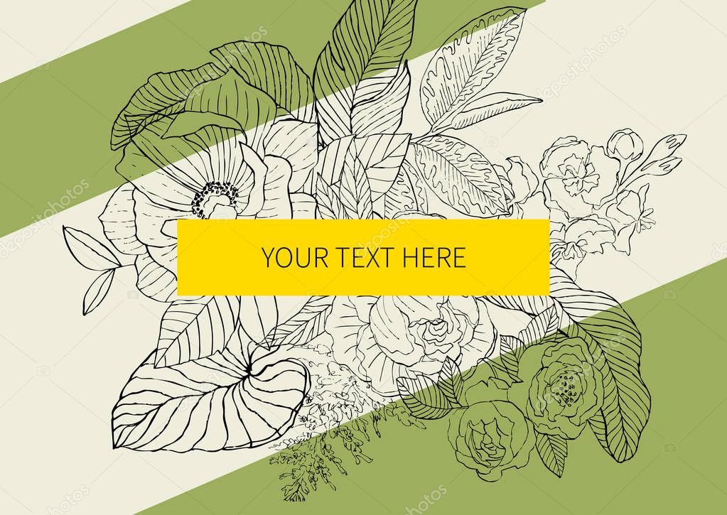 Background with leaves and flowers for website