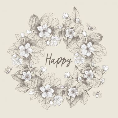 Bej renkli arka plan üzerinde bahçe gül detaylı çerçeve ile Vintage vektör kartı. Victoria tarzı.