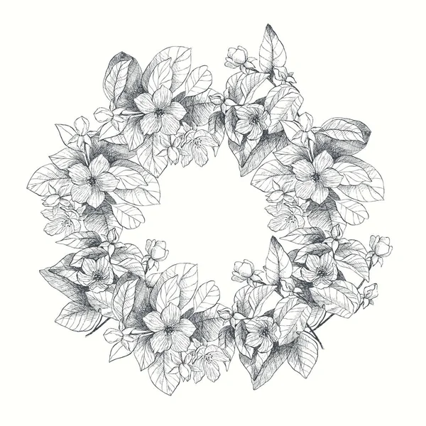 Tarjeta vectorial vintage con marco detallado de rosas de jardín sobre un fondo blanco. Estilo victoriano . — Vector de stock
