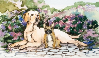 Kağıt üzerine çizim ayrıntılı yardım. Işık gölge ve parlak renkler. Çiçek açan çiçekler arka plan. Suluboya kavramı. Hayvan kavramı