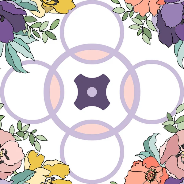 Modèle sans couture. Image vectorielle colorée de fleurs et de plantes avec motif italien — Image vectorielle