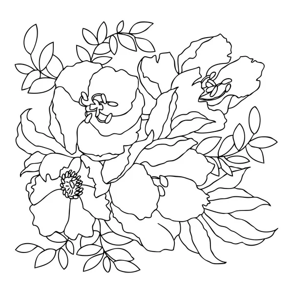 Dibujo lineal a mano. Vector de imagen en blanco y negro. Plantilla para colorear libros . — Vector de stock