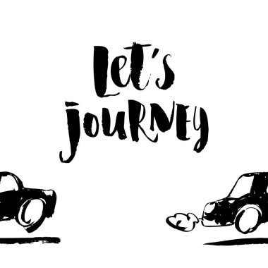 Yazıt sağlar yolculuk, macera yazı. Vektör çizim. Hat baskı tipografi için