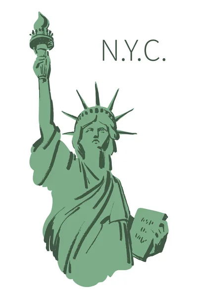 Esbozo vectorial de la Estatua de la Libertad Nueva York de Estados Unidos en ilustración — Archivo Imágenes Vectoriales