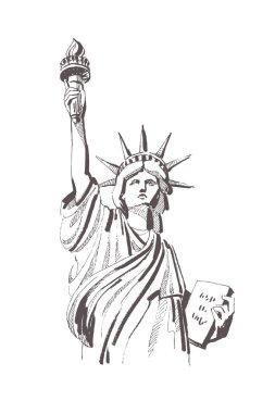 İllüstrasyon vektör kroki heykel, Liberty New York USA