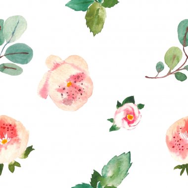 Ambalaj, tekstil, duvar kağıdı, sorunsuz çiçek desenli kapsar. Suluboya çiçek arka plan elle çizilmiş