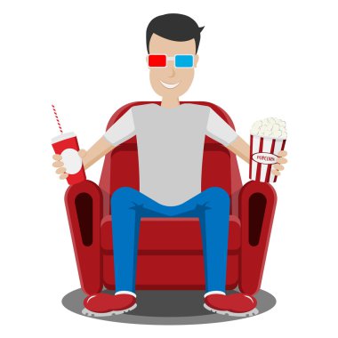 Sandalyedeki bir adamın vektör çizimi.