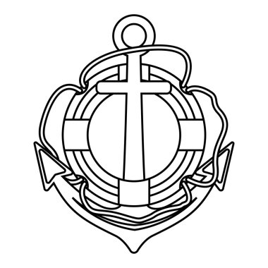 Vektör amblemi çapa ve yaşam çizgisi.