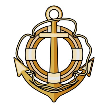 Vektör amblemi çapa ve yaşam çizgisi.