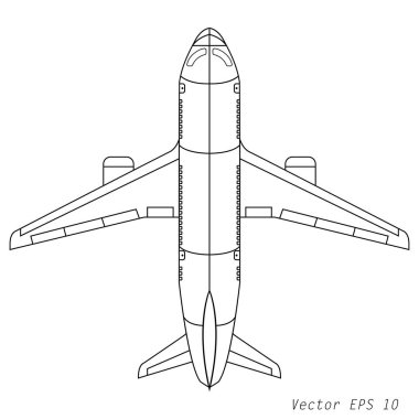 Bir siyah ve beyaz uçak çizim vektör çizim