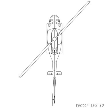 Siyah ve beyaz bir çizim helikopter vektör çizim.