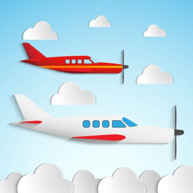 Beyaz ve kırmızı uçak vektör çizim.