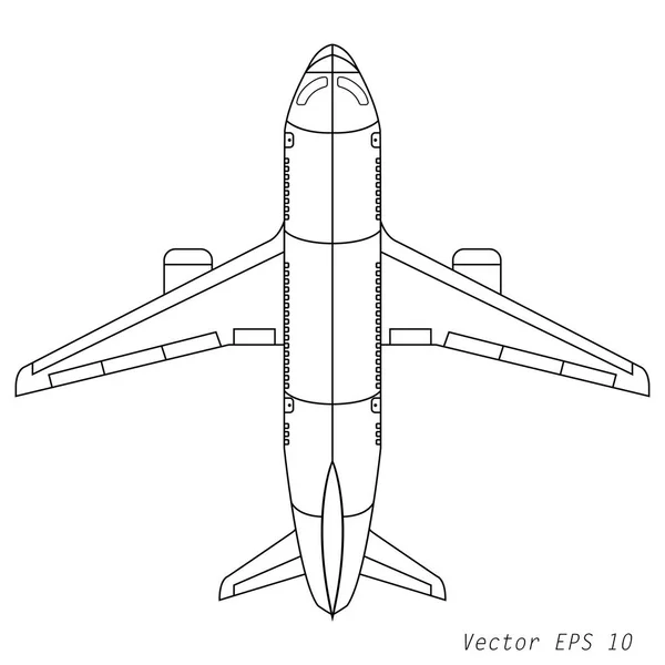 Ilustración vectorial de un dibujo en blanco y negro del avión — Vector de stock