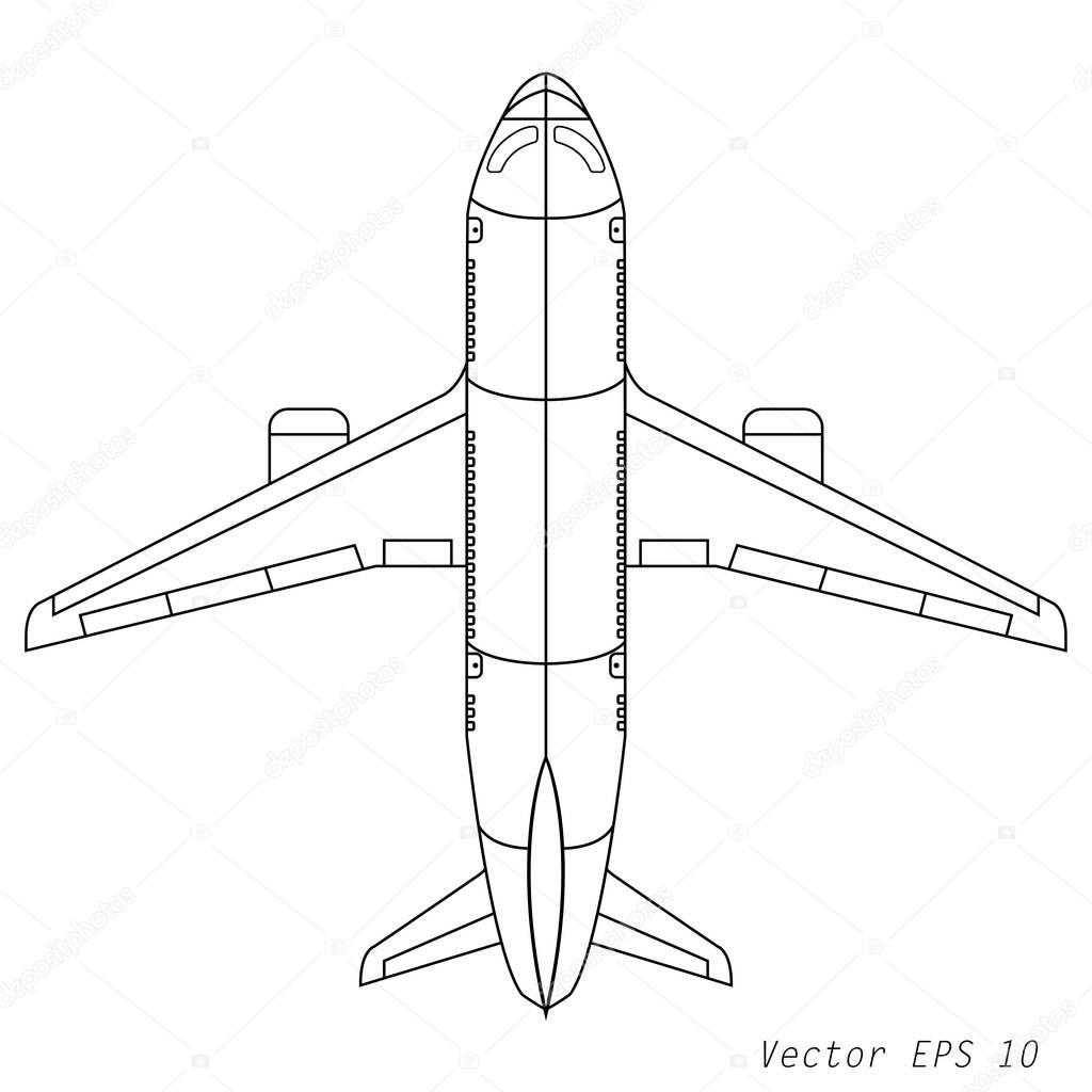 Ilustración de avión blanco y negro | Ilustración de ...