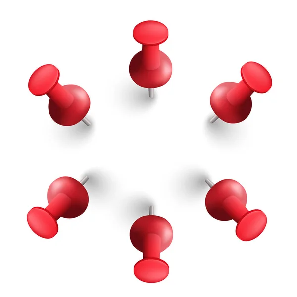 Juego de ilustración vectorial de alfileres de empuje rojos . — Archivo Imágenes Vectoriales