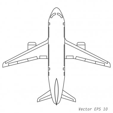 Bir siyah ve beyaz uçak çizim vektör çizim