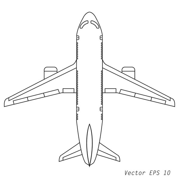 Ilustración vectorial de un dibujo en blanco y negro del avión — Vector de stock