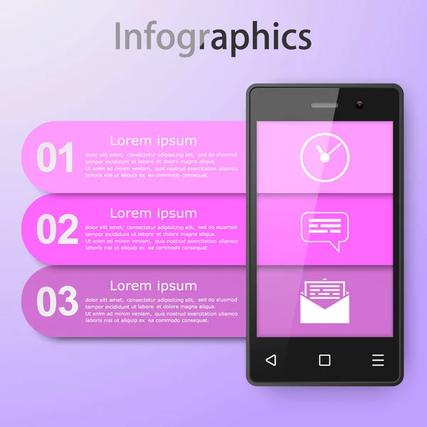 Infográficos com um smartphone . — Vetor de Stock