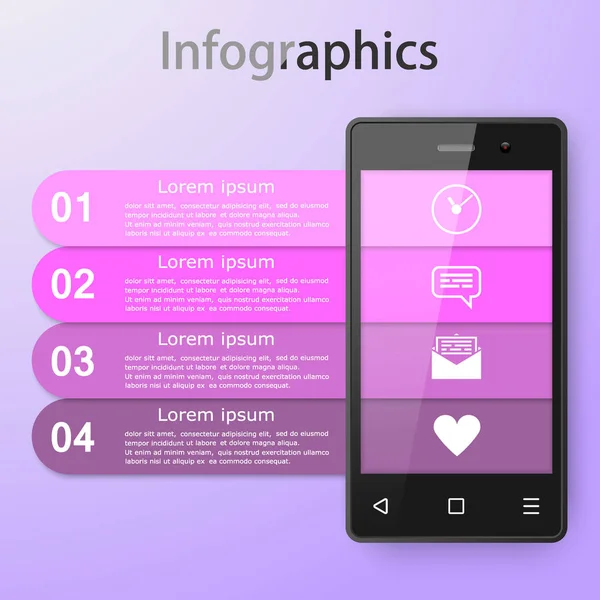 Infographics met een smartphone. — Stockvector