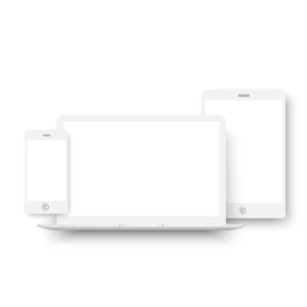 Ilustración vectorial de un conjunto de portátil, tableta, teléfono inteligente . — Vector de stock